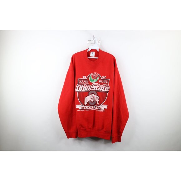 Vintage 90s Mens XL 1997 Rose Bowl Ohio State University Football Sweatshirt USA